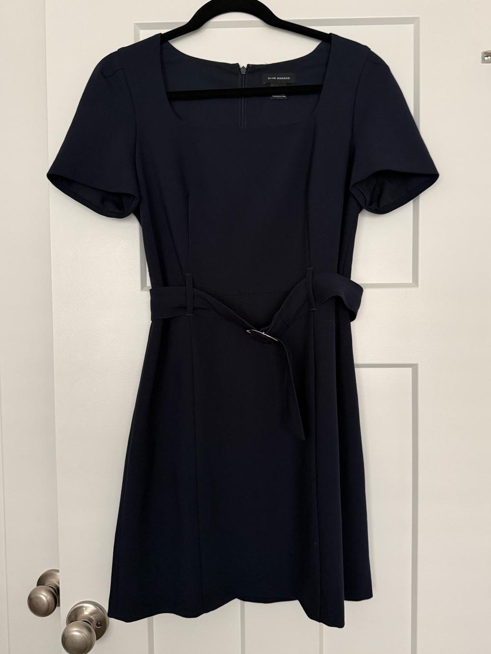 CLUB MONACO Navy Square Neck Belted Dress - Women’s Size 4